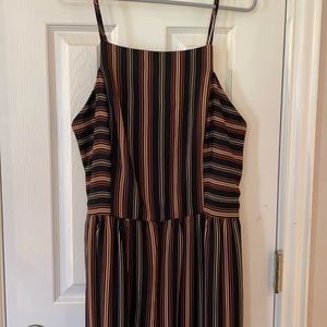 Square Neck Striped Jumpsuit